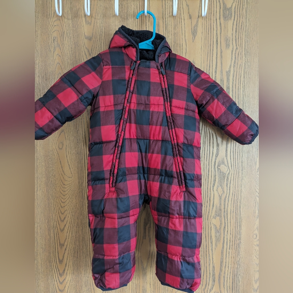 Baby Gap Buffalo Plaid,Cold Control Max Puffer One-Piece Snowsuit, 6-12 Months